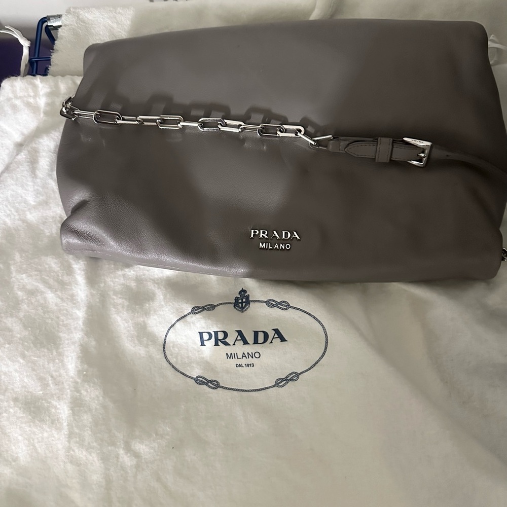 Prada Milano Gray Leather Men's Bag